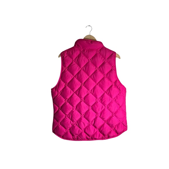 J. Crew Quilted Puffer Vest Excursion Hot Pink Gold Down Fill Zip Women's XL - Picture 3 of 5